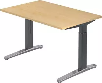Hammerbacher XB-Serie Schreibtisch C-Fu&szlig; 120x80cm Ahorn/Graphit-Alu poliert (XB12/3/GC)