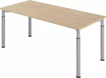 Hammerbacher Y-Serie Schreibtisch h&ouml;henverstellbar 180x80cm Eiche/Silber (VYS19/E/S)