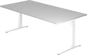 Hammerbacher XB-Serie Schreibtisch 200x100cm, Grau/Wei&szlig;, Stahl