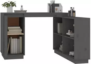 vidaXL Schreibtisch Kiefernholz massiv Grau 110x50x75cm (814506)