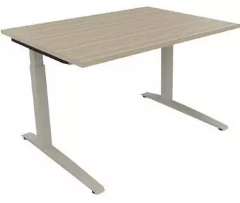 Soennecken Schreibtisch Kufe Quadrat 180x70cm h&ouml;henverstellbar 65-85cm Eiche Natur/Silber (810026371)