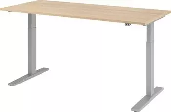 Hammerbacher Sitz-Steh-Schreibtisch XMKA19 elektrisch h&ouml;henverstellbar 180x80cm Eiche/Silber (VXMKA19/E/S)