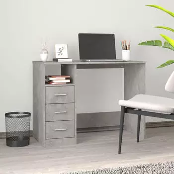vidaXL Schreibtisch mit Schubladen Betongrau 102x50x76cm Holzwerkstoff (823036)