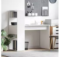 vidaXL Schreibtisch mit Regal Wei&szlig; 113 x 54 x 120 cm Holzwerkstoff