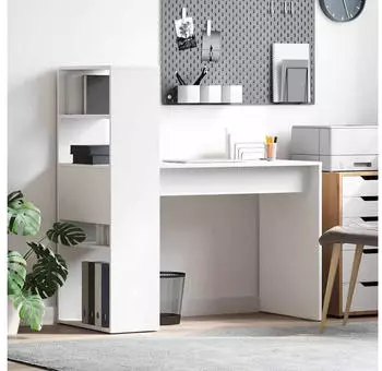 vidaXL Schreibtisch mit Regal Wei&szlig; 113x54x120cm Holzwerkstoff (869274)