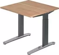 Hammerbacher Schreibtisch C-Fu&szlig; 80x80cm Nussbaum/Graphit-Alu poliert