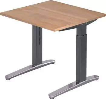 Hammerbacher Schreibtisch C-Fu&szlig; 80x80cm Nussbaum/Graphit-Alu poliert (XB08/N/GC)