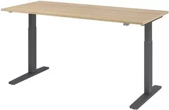 Hammerbacher XMKA19 Sitz-Steh-Schreibtisch elektrisch h&ouml;henverstellbar 180x80cm Eiche/Graphit (VXMKA19/E/G)