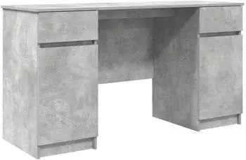vidaXL Schreibtisch mit Regal, Holzwerkstoff, betongrau, 140x49x76cm (3328510)