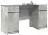 vidaXL Schreibtisch mit Regal, Holzwerkstoff, betongrau, 140x49x76cm (3328510)