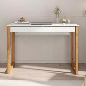 Idimex Schreibtisch NOAH 2 Schubladen, Massivkiefer, wei&szlig; und Eiche, 120x60cm