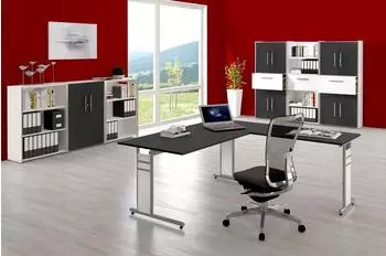 Kerkmann Stage One Form 4 Freiformtisch C-Fu&szlig; h&ouml;henverstellbar 195x80/100cm anthrazit (4119.1)