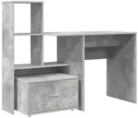 vidaXL Schreibtisch Beton Grau 131,5 x 50 x 106,5 cm Holzwerkstoff