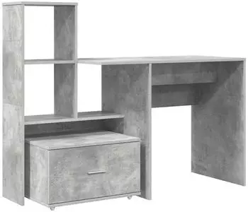vidaXL Schreibtisch betongrau 131,5x50x106,5cm Holzwerkstoff (3337268)