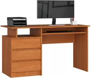 Akord Furniture Factory CLP-135 Schreibtisch Erle 135x77x60cm 3 Schubladen Tastaturablage (CLP-135)