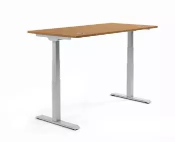 Soennecken FLEX MODUL Sitz-Steh-Schreibtisch elektrisch h&ouml;henverstellbar 120x80cm, Nussbaum/Silber (810060773)