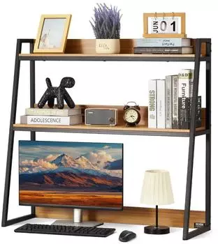 VEVOR Schreibtisch-B&uuml;cherregal 2-stufiger Organizer 95x32x90cm Holzfarbe (KLBS-09)
