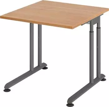 Hammerbacher Schreibtisch C-Fu&szlig; 80x80cm, h&ouml;henverstellbar 68-82cm, Nussbaum/Graphit (ZS08/N/G)