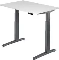Arbeitstisch 120x80 cm Platte wei&szlig;, Gestell graphit, elektrisch h&ouml;henverstellbar -
