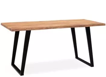 Wohnling Schreibtisch 160x80cm Akazie Massivholz Baumkante U-Beine schwarz (WL7.278)