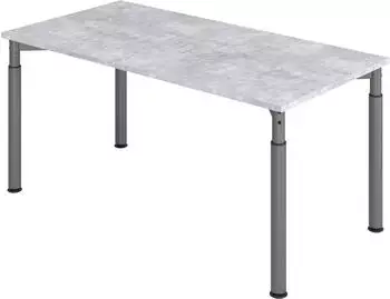Hammerbacher Y-Serie Schreibtisch 160x80cm, Beton/Graphit, h&ouml;henverstellbar (YS16/M/G)