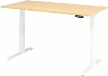 Hammerbacher Sitz-Steh-Schreibtisch XDKB16 elektrisch h&ouml;henverstellbar 160x80cm, Ahorn/wei&szlig; (VXDKB16/3/W)