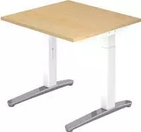 HAMMERBACHER Schreibtisch Schreibtisch C-Fu&szlig; 80x80cm Ahorn/Wei&szlig;-Alu poliert