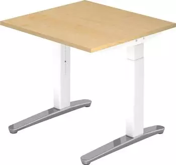 Hammerbacher Schreibtisch XB-Serie C-Fu&szlig; 80x80cm, Ahorn/wei&szlig;-Alu poliert (XB08/3/WC)
