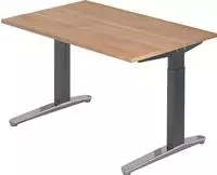Hammerbacher Schreibtisch C-Fu&szlig; 120x80cm Nussbaum/Graphit-Alu poliert