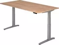 Hammerbacher Sitz-Steh-Schreibtisch elektrisch 200x100cm Nussbaum/silber