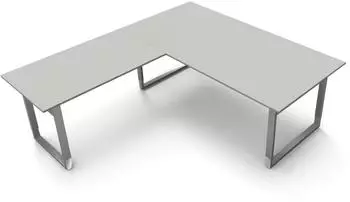Kerkmann Form5 Schreibtisch B&uuml;gel-Gestell Eckform 200x100cm + Anbau 120x80cm, lichtgrau (4069)