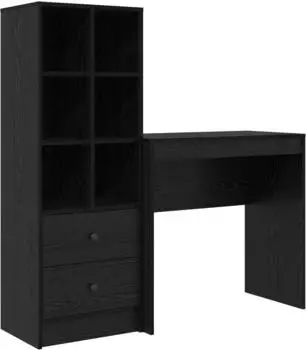 vidaXL Schreibtisch mit Schubladen, schwarz, Eichen-Optik, 2er-Set (3337314)
