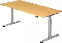 Hammerbacher Sitz-Steh-Schreibtisch elektrisch 180x80 -127cm Buche/Silber