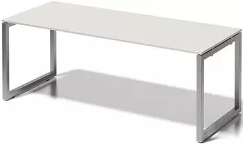 Bisley Cito Schreibtisch 200x80x74cm, grauwei&szlig;, O-Fu&szlig;-Gestell silber (DOF2008GW355)