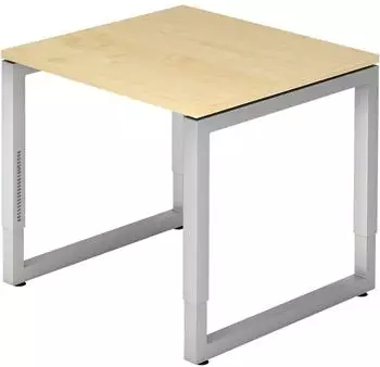 Hammerbacher Schreibtisch R-Serie 80x80cm h&ouml;henverstellbar, ahorn/silber (RS08)