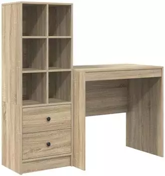 vidaXL Schreibtisch mit Schubladen und Regal, Sonoma-Eiche, 2er-Set (3337355)