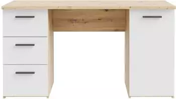 Forte NET307 Schreibtisch 140 wei&szlig;/Artisan Eiche, 3 Schubladen (MT311-C804)