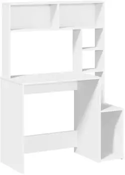 vidaXL Schreibtisch mit Regal, wei&szlig;, 100x45x140cm, Holzwerkstoff (860436)