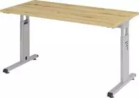 Hammerbacher-Schreibtisch C-Fu&szlig; 140x67cm Asteiche/Silber-VOS614/R/S