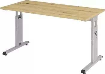 Hammerbacher Schreibtisch C-Fu&szlig; 140x67cm, Asteiche/silber (VOS614/R/S)