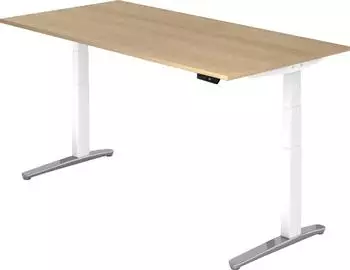 Hammerbacher XBHM2E Sitz-Steh-Schreibtisch elektrisch h&ouml;henverstellbar 200x100cm Eiche/wei&szlig; (XBHM2E)