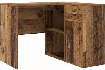 vidaXL Eckschreibtisch mit Schubladen, Altholz-Optik, 102x88x75cm (3337279)