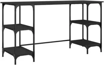 vidaXL Schreibtisch schwarz 140x50x75cm Metall und Holzwerkstoff (845326)
