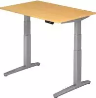 Schreibtisch A-ktiv H650-1300xB1200xT800mm Buchedekor ger.Form C-Fu&szlig;