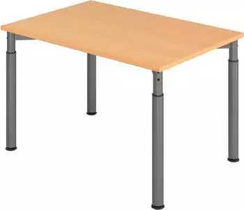 Hammerbacher Y-Serie Schreibtisch 120x80cm, h&ouml;henverstellbar 68-82cm, Buche/Graphit (VYS12/6/G)