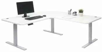 Mendler HWC-D40 Eck-Schreibtisch elektrisch h&ouml;henverstellbar 178x178cm, wei&szlig;/grau (HWC-D40)