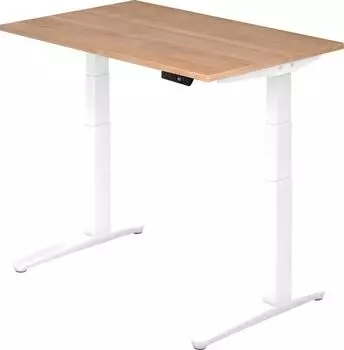 Hammerbacher XBHM12 Sitz-Steh-Schreibtisch elektrisch h&ouml;henverstellbar 120x80cm, Nussbaum/wei&szlig; (XBHM12)
