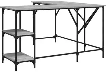 vidaXL Schreibtisch grau Sonoma 139x139x75cm Holzwerkstoff (837590)