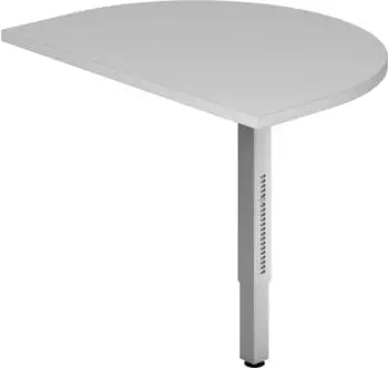 Hammerbacher R-Line Anbautisch halbkreisf&ouml;rmig mit St&uuml;tzfu&szlig;, 60x80cm, grau/silber (RA60)