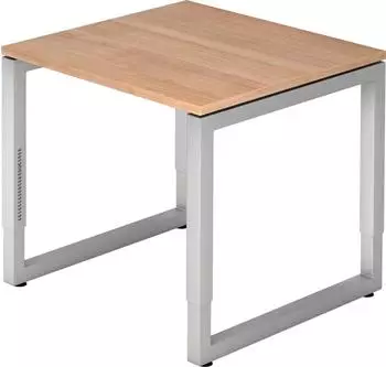 Hammerbacher Schreibtisch Serie R O-Fu&szlig; eckig 80x80cm, nussbaum/silber (RS08)